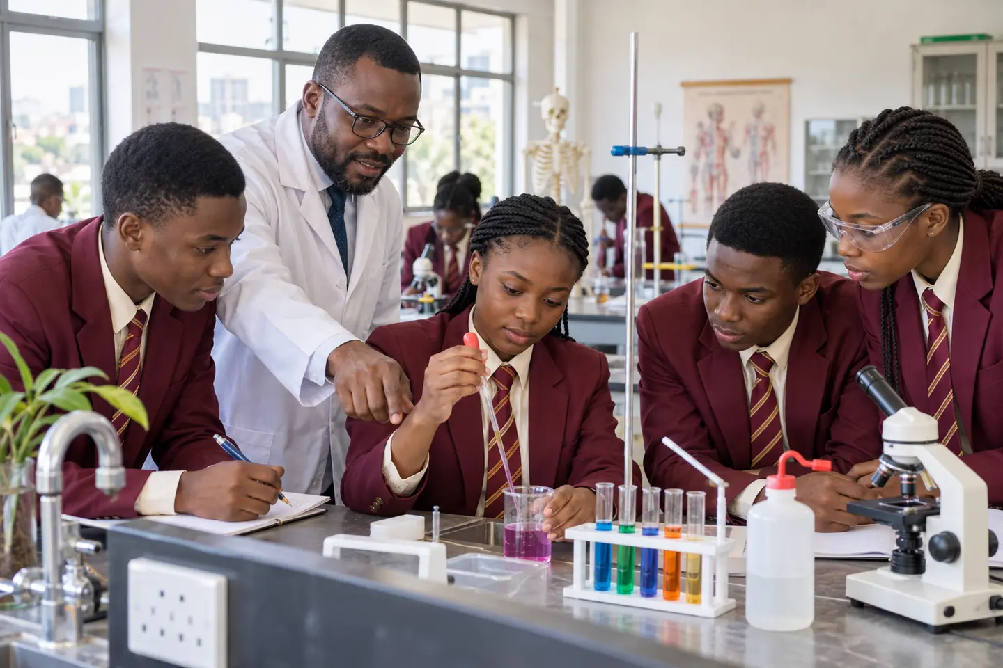 Secondary students in a science class