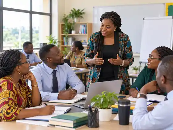 Nigerian teachers and school leaders participating in a professional development workshop